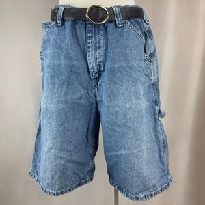 Vintage LEE DUNGAREES Y2K Jorts Mens (38 L) Baggy Wide Cargo Denim Shorts Cotton